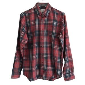 Thread & Cloth Red Gray Plaid Button Down Long Sleeve Shirt Size Small